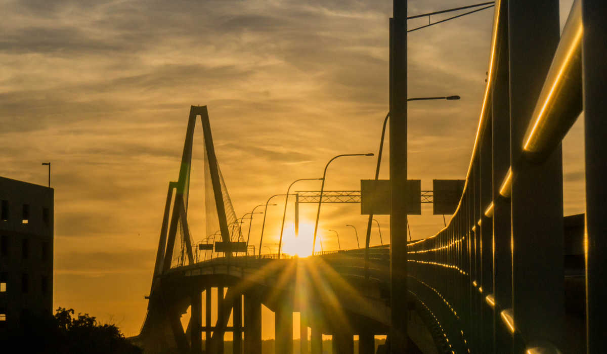 Sunset at a bridge in Charleston